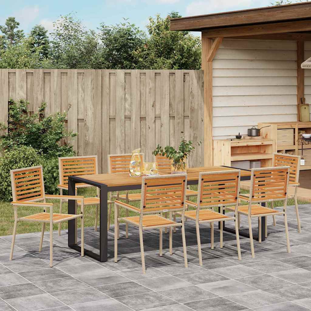 Conjunto De Comedor De Jardín 9 Pcs Y Marrón