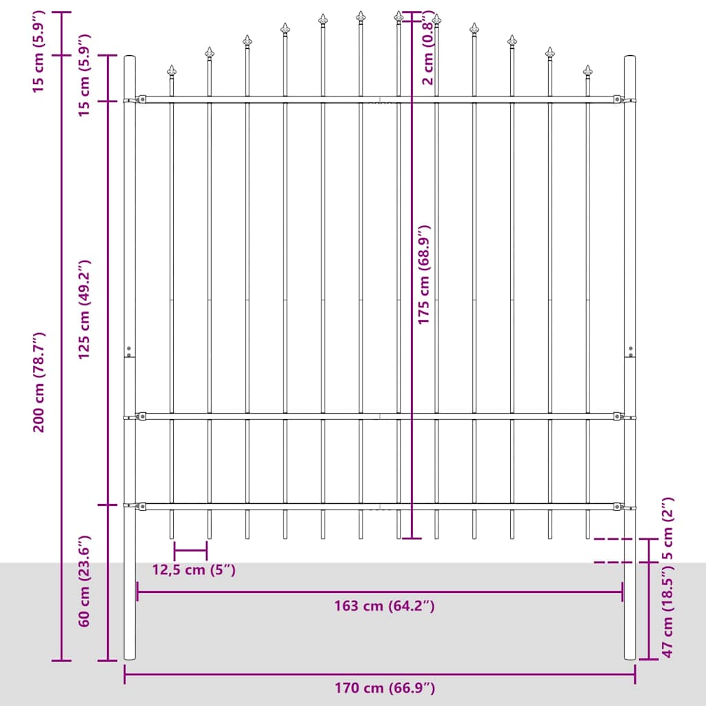 Valla De Jardín 6 Pcs 170 X 215 Cm