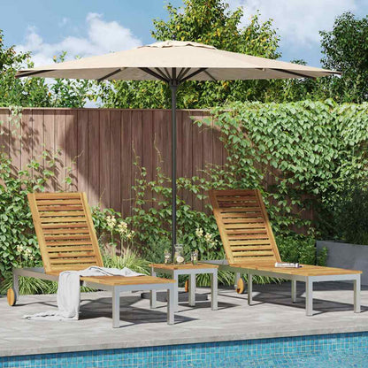 Tumbona 3 Pcs Marrón Madera De Acacia Sólida Y Acero Inoxidable