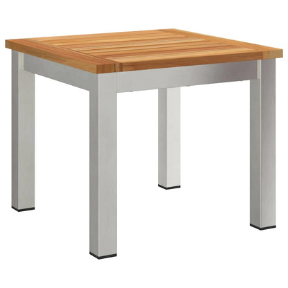 Tumbona 3 Pcs Marrón Madera De Acacia Sólida Y Acero Inoxidable