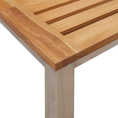 Tumbona 3 Pcs Marrón Madera De Acacia Sólida Y Acero Inoxidable