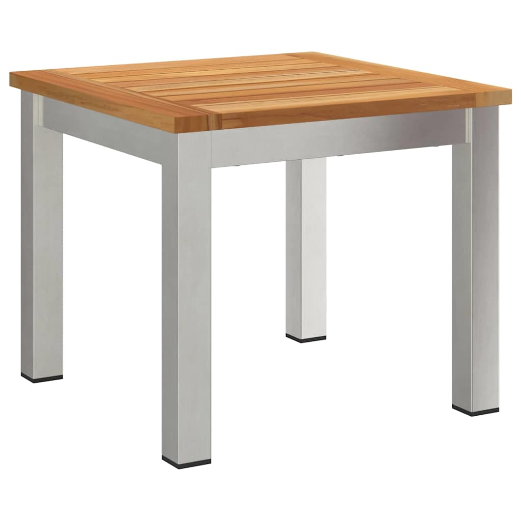 Tumbona 3 Pcs Marrón Madera De Acacia Sólida Y Acero Inoxidable