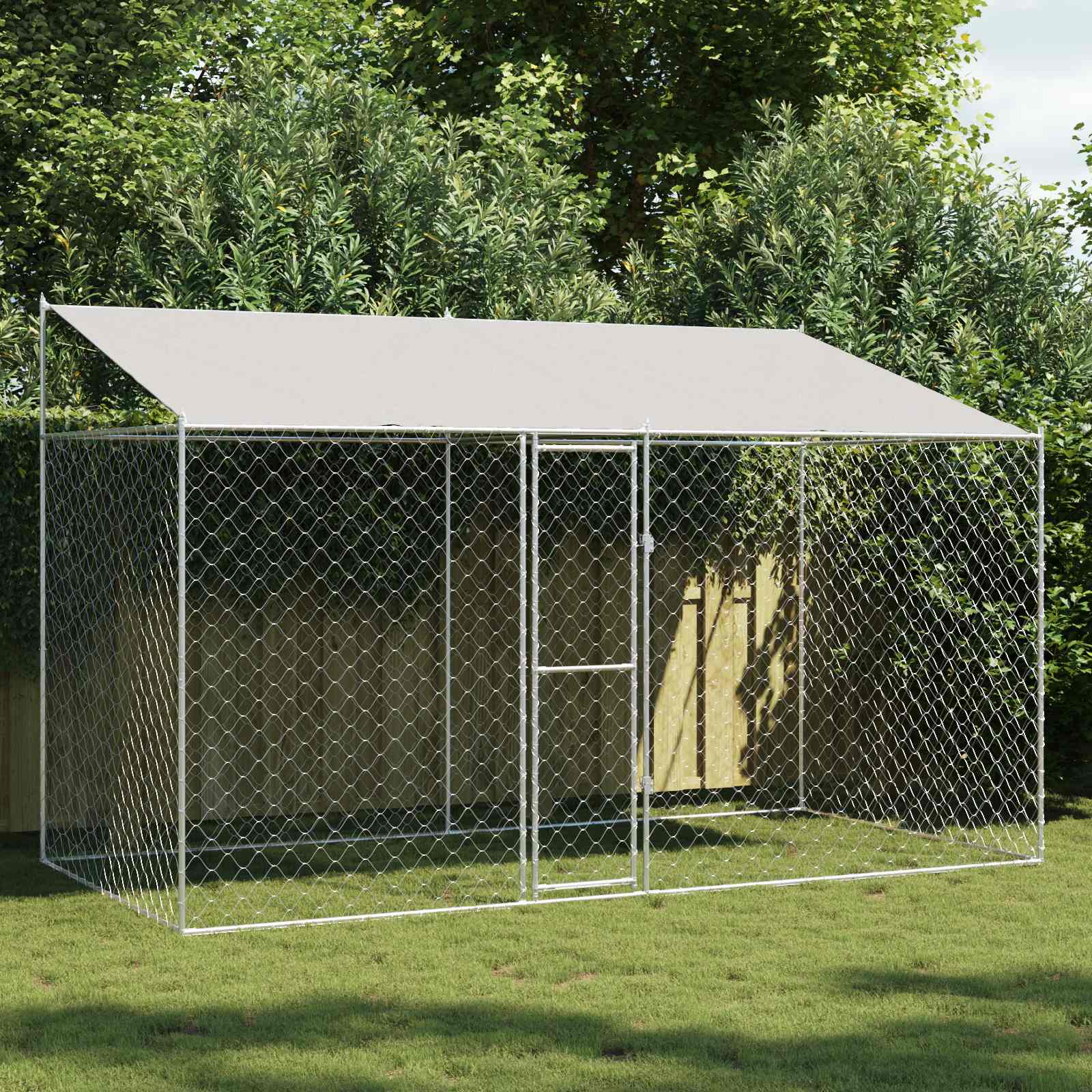 Jaula Para Perro Con Techo Plateado 200 X 200 X 258 Cm