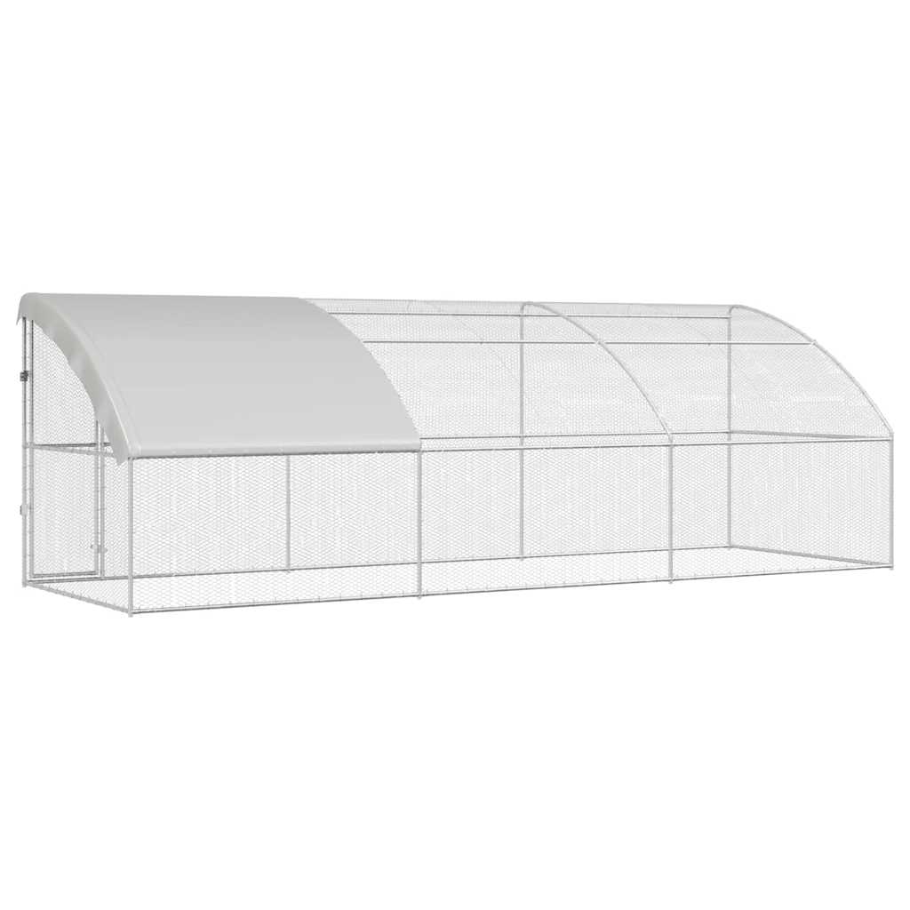 Jaula Para Pollos 3 Pcs Plateado 600 X 200 X 200 Cm Acero Y Pe