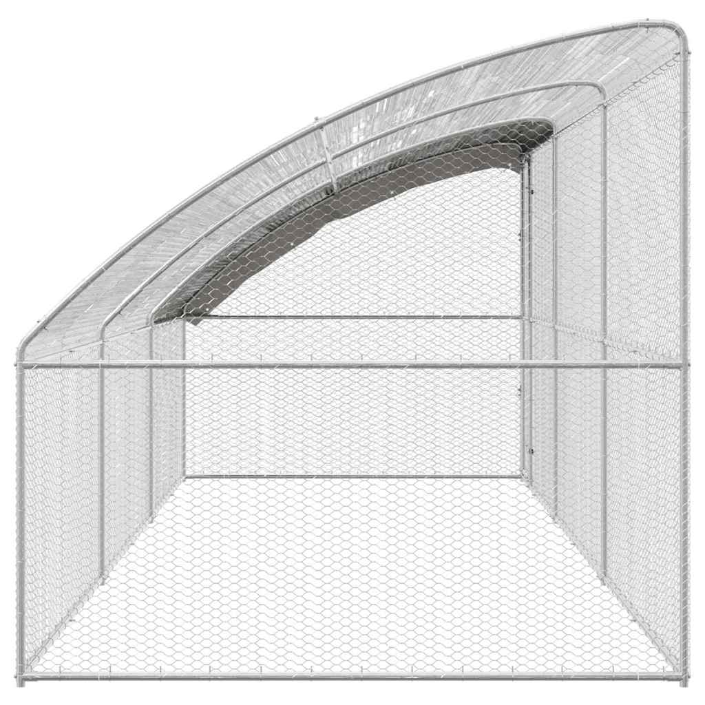 Jaula Para Pollos 3 Pcs Plateado 600 X 200 X 200 Cm Acero Y Pe