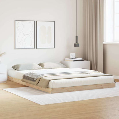 Estructura De Cama Sin Colchón Madera Maciza Marrón