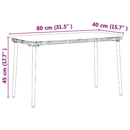 Mesa De Jardín 80 X 40 X 45 Cm Ratán Sintético