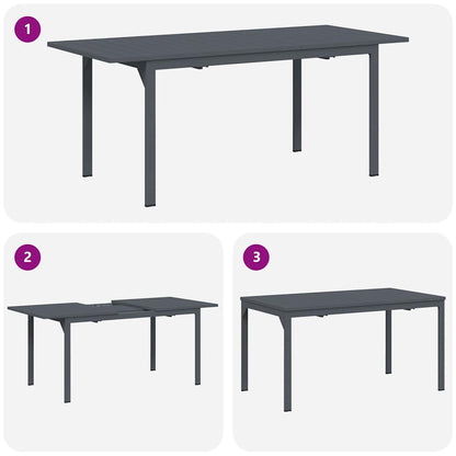 Mesa De Patio Antracita 180 X 80 X 74 Cm