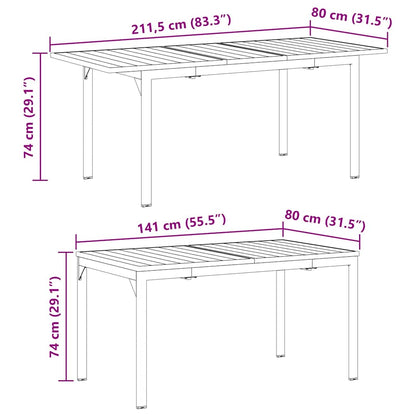 Mesa De Patio Antracita 180 X 80 X 74 Cm
