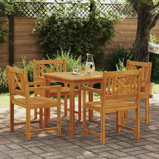 Conjunto De Comedor De Jardín 5 Pcs Marrón