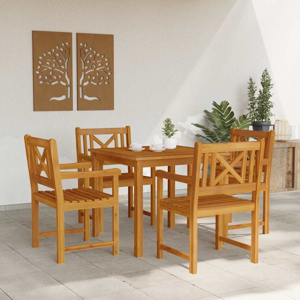 Conjunto De Comedor De Jardín 5 Pcs Marrón