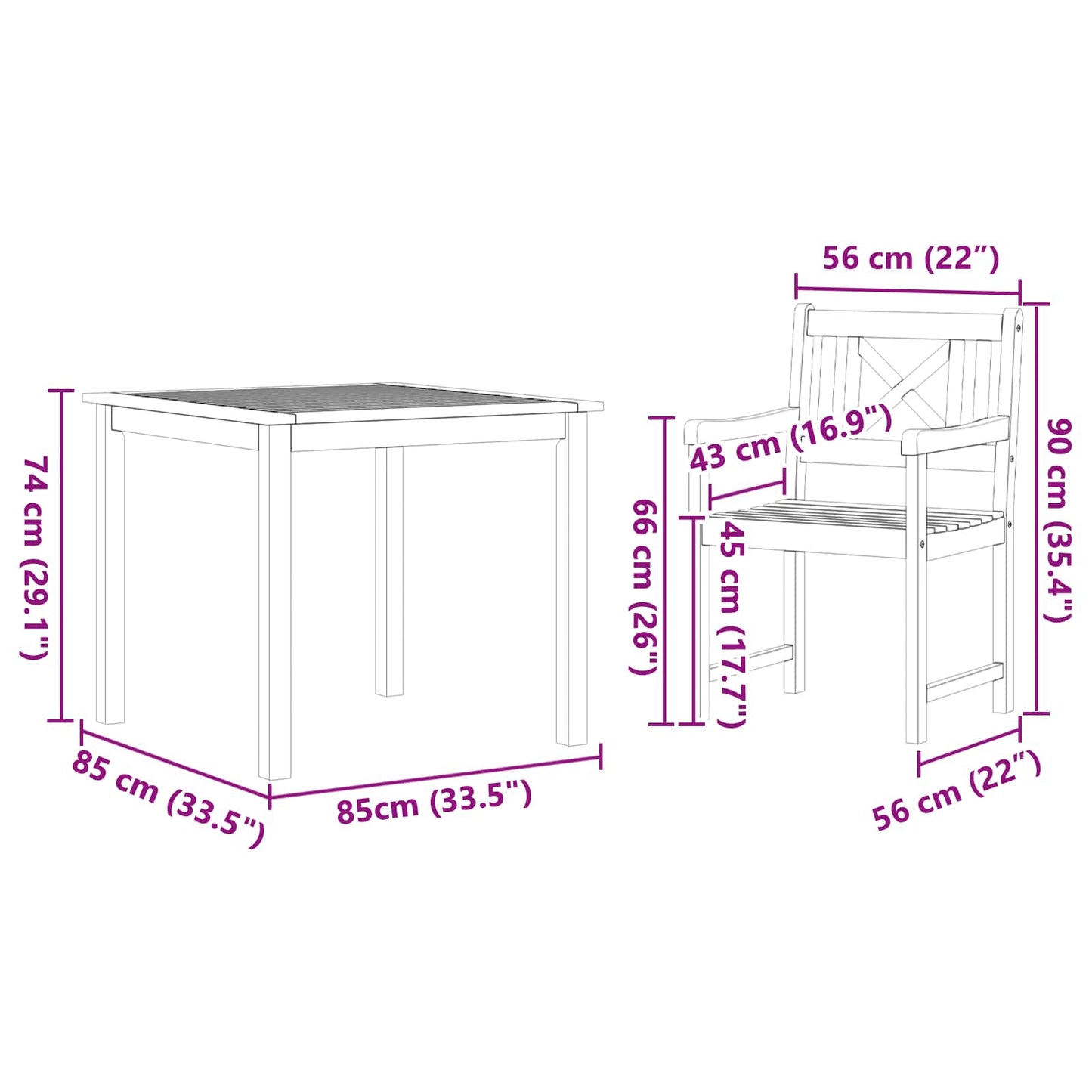 Conjunto De Comedor De Jardín 5 Pcs Marrón