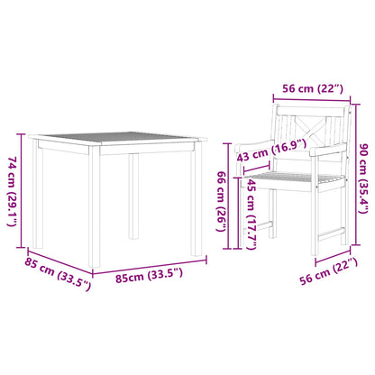 Conjunto De Comedor De Jardín 5 Pcs Marrón