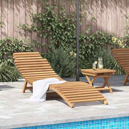 Tumbona Plegable Con Mesa De Madera Maciza De Teca