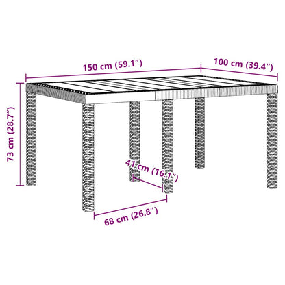 Mesa De Jardín 150 X 100 X 73 Cm Ratán Sintético