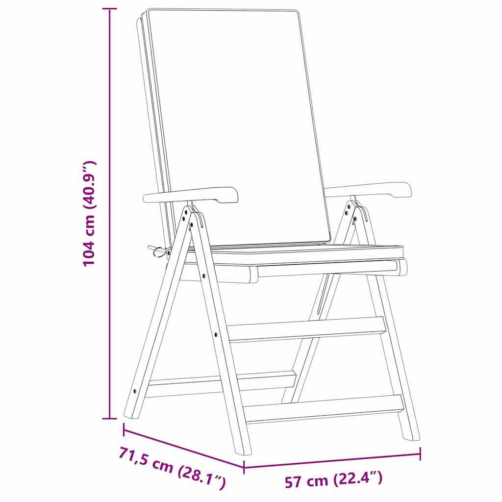 Silla De Jardín 4 Pcs Marrón Y 57 X 71.5 X 104 Cm