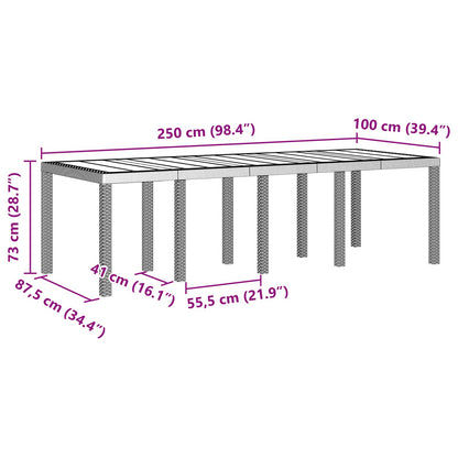 Mesa De Jardín 250 X 100 X 73 Cm Ratán Sintético