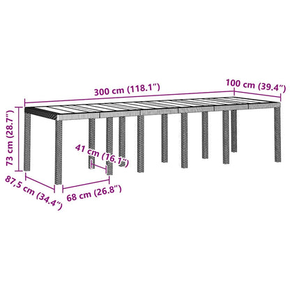 Mesa De Jardín 300 X 100 X 73 Cm Ratán Sintético