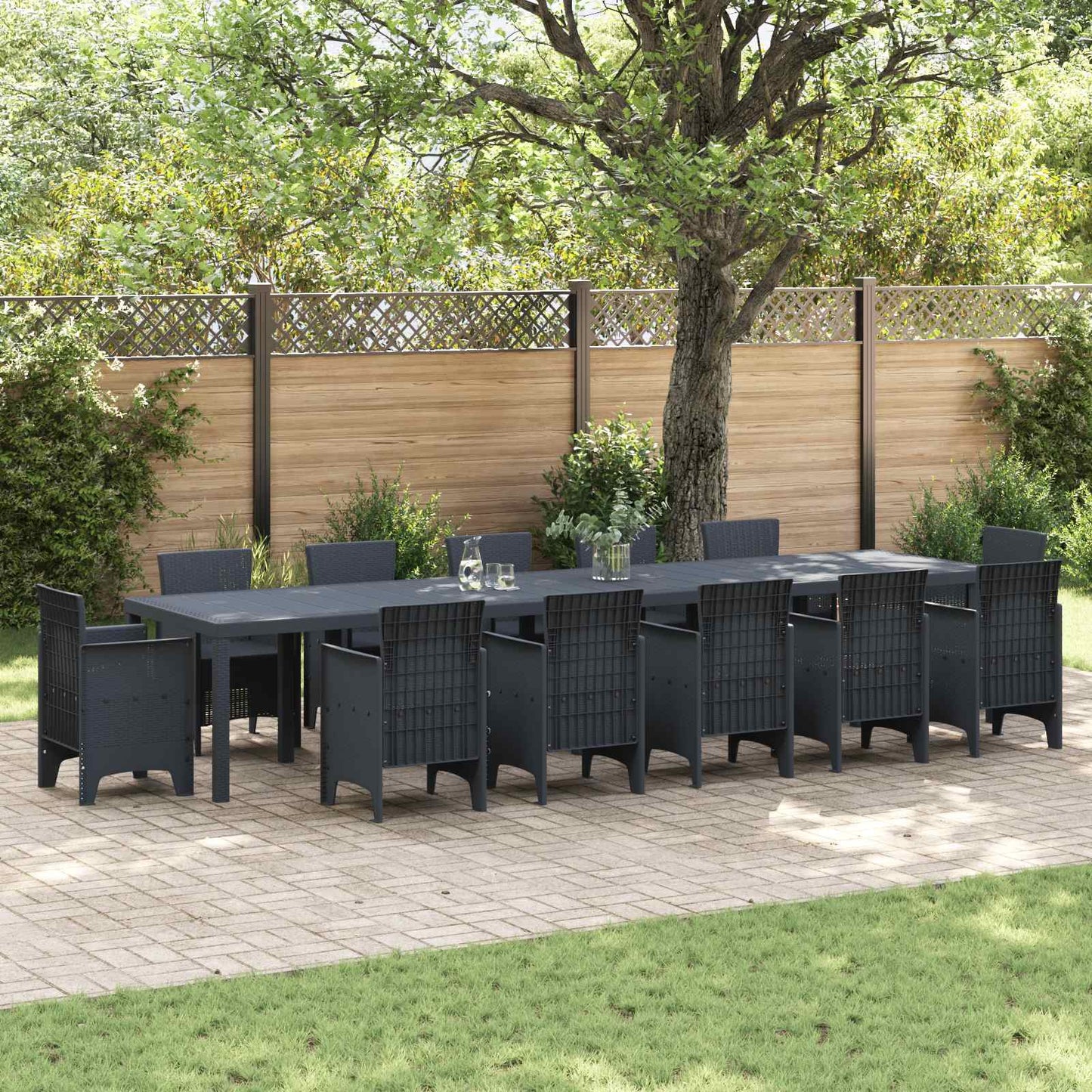 Mesa De Jardín 250 X 100 X 73 Cm Ratán Sintético