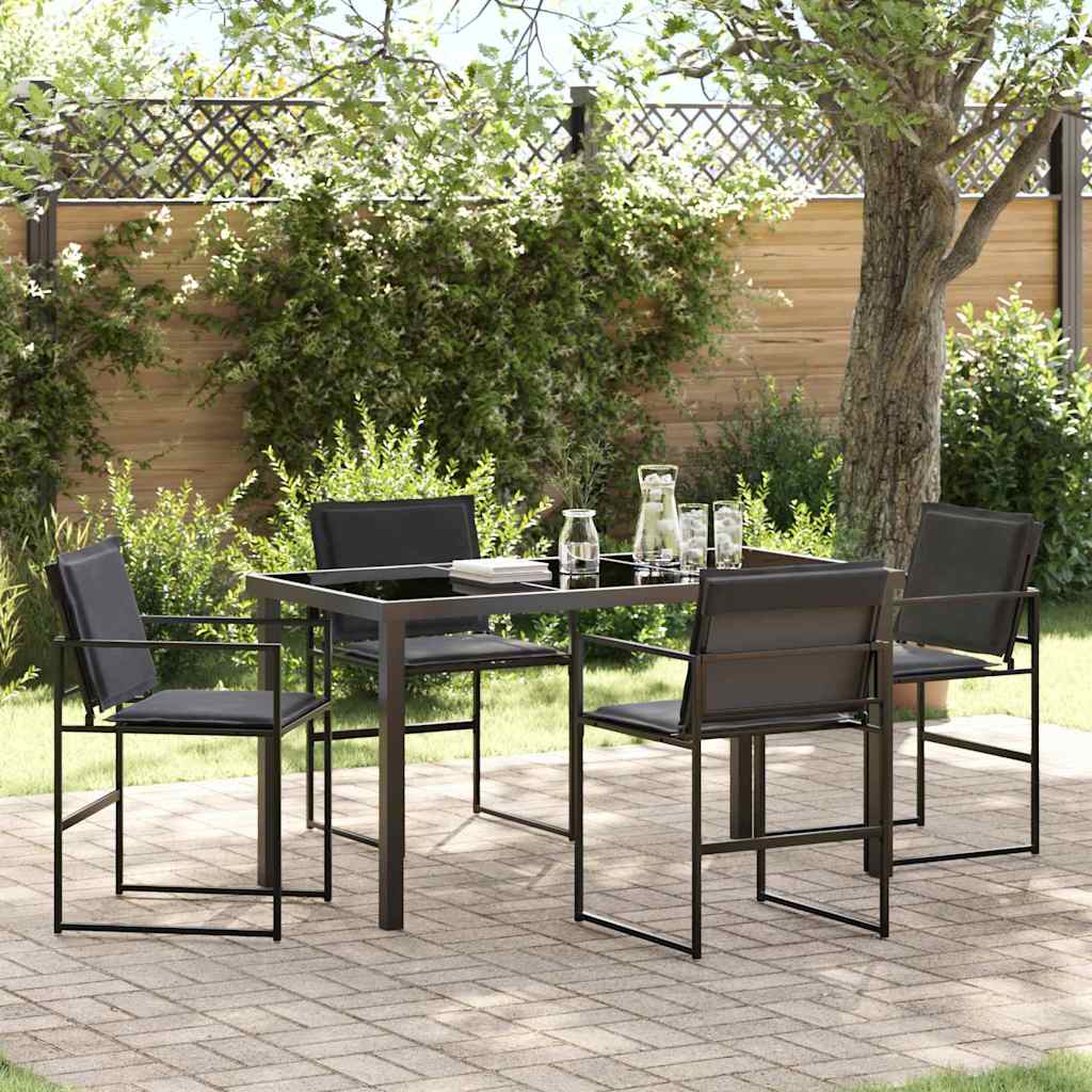 Conjunto De Comedor De Jardín 9 Pcs Negro 200 X 80 X 73 Cm