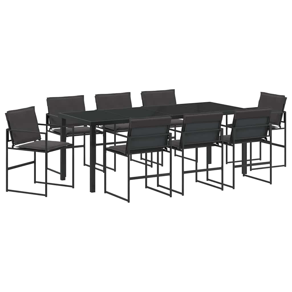 Conjunto De Comedor De Jardín 9 Pcs Negro 200 X 80 X 73 Cm