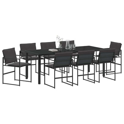 Conjunto De Comedor De Jardín 9 Pcs Negro 200 X 80 X 73 Cm