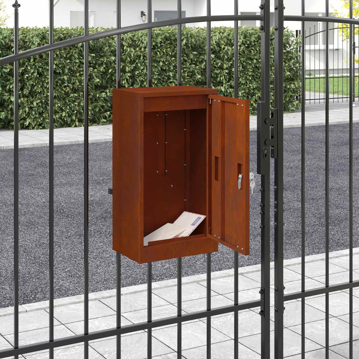 Buzón Con Puerta Oxidado 30 X 20 X 55 Cm Acero Autopatinable