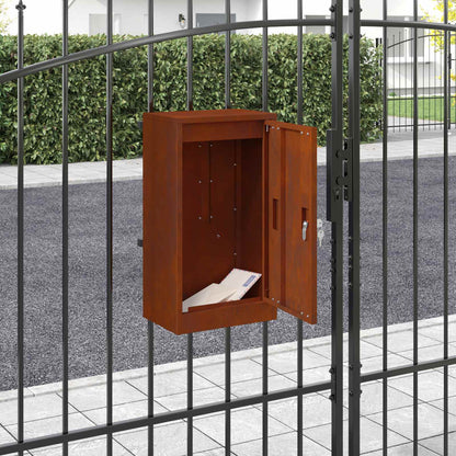 Buzón Con Puerta Oxidado 30 X 20 X 55 Cm Acero Autopatinable