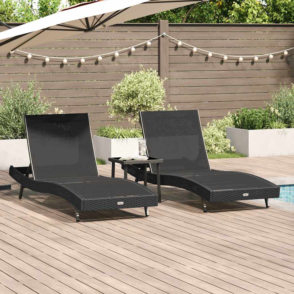 Tumbona 3 Pcs 197 X 70 X 82 Cm Ratán Sintético
