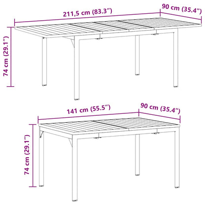 Mesa De Cena Exterior Plegable Antracita 210 X 90 X 73 Cm Acero