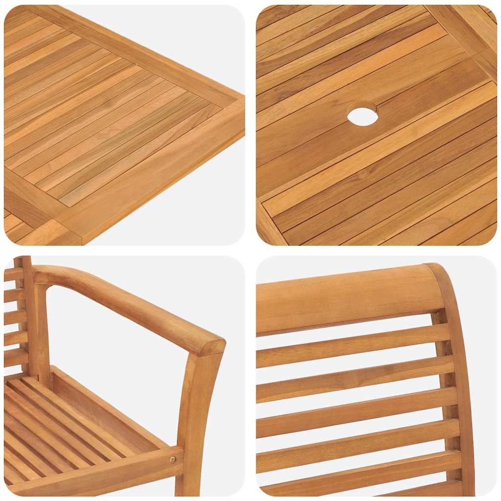 Conjunto De Comedor De Jardín 7 Pcs Marrón