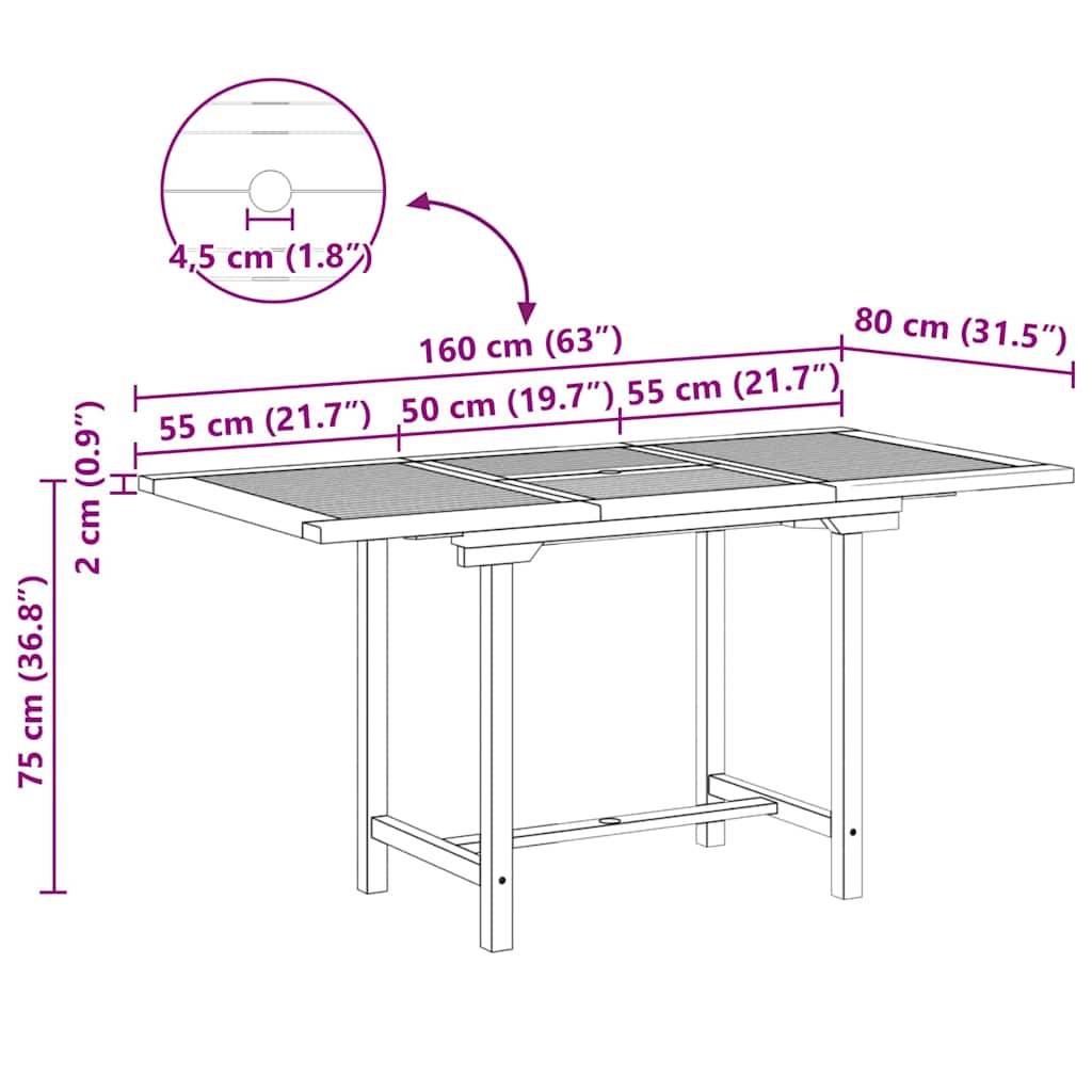 Conjunto De Comedor De Jardín 7 Pcs Marrón