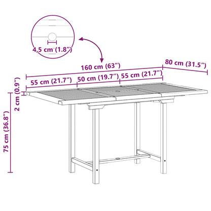 Conjunto De Comedor De Jardín 7 Pcs Marrón