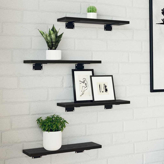 Tablero De Estantería 4 Pcs Negro