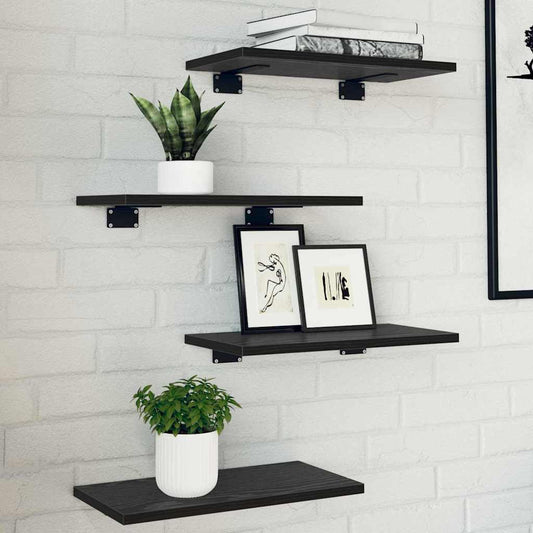 Tablero De Estantería 4 Pcs Negro