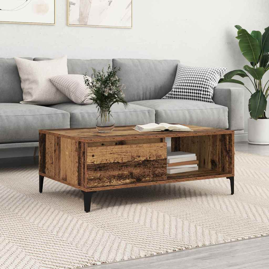 Mesa De Centro Madera Contrachapada Color Roble 90X60X35 Cm