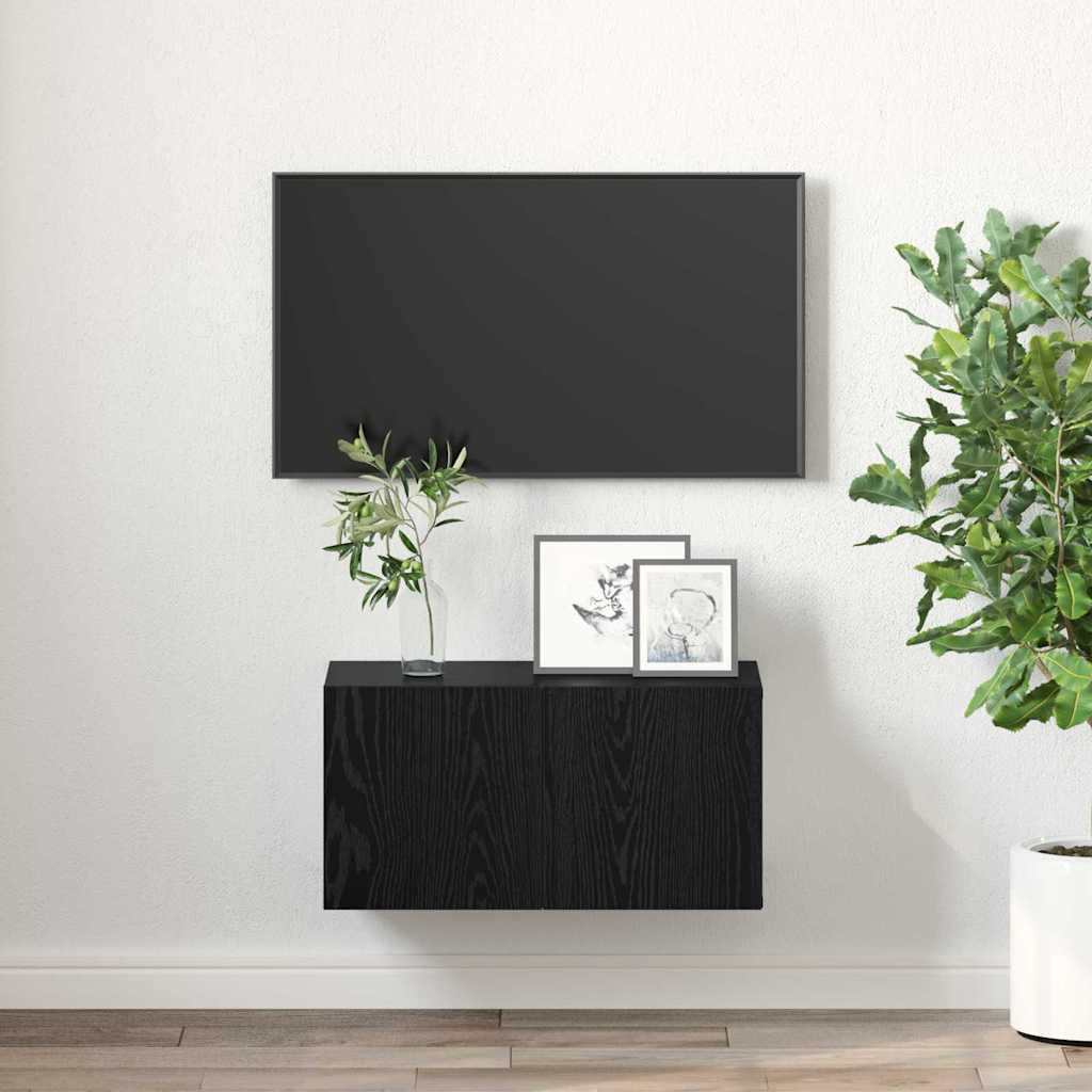 Conjunto De Mueble De Tv Negro 60 X 30 X 30 Cm