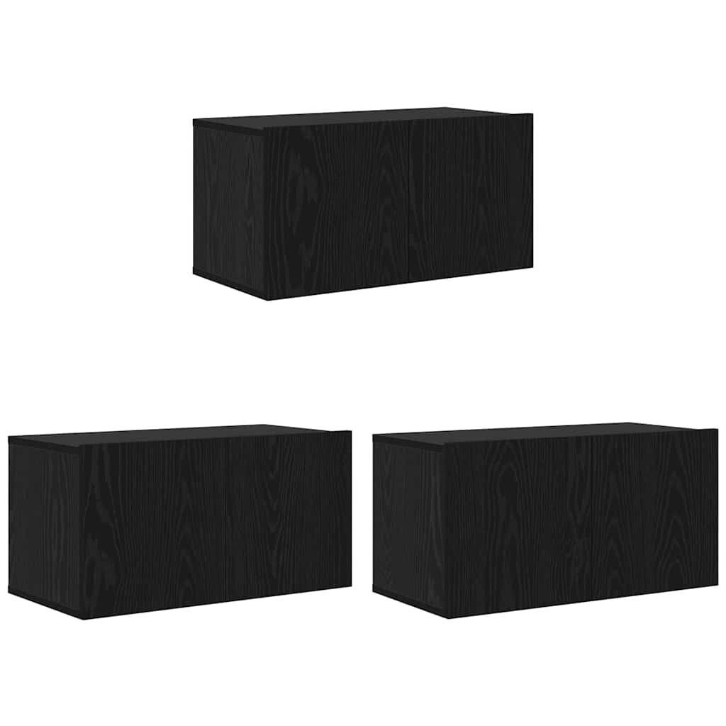 Conjunto De Mueble De Tv 3 Pcs Negro 60 X 30 X 30 Cm
