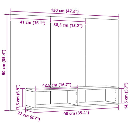 Conjunto De Mueble De Tv Roble Artesanal 120 X 23,5 X 90 Cm