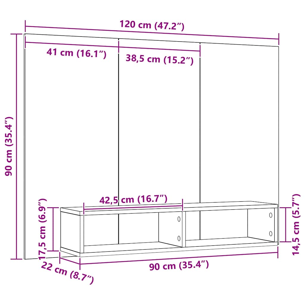 Conjunto De Mueble De Tv Roble Negro 120 X 23,5 X 90 Cm