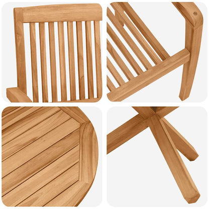 Conjunto De Comedor De Jardín 5 Pcs Natural