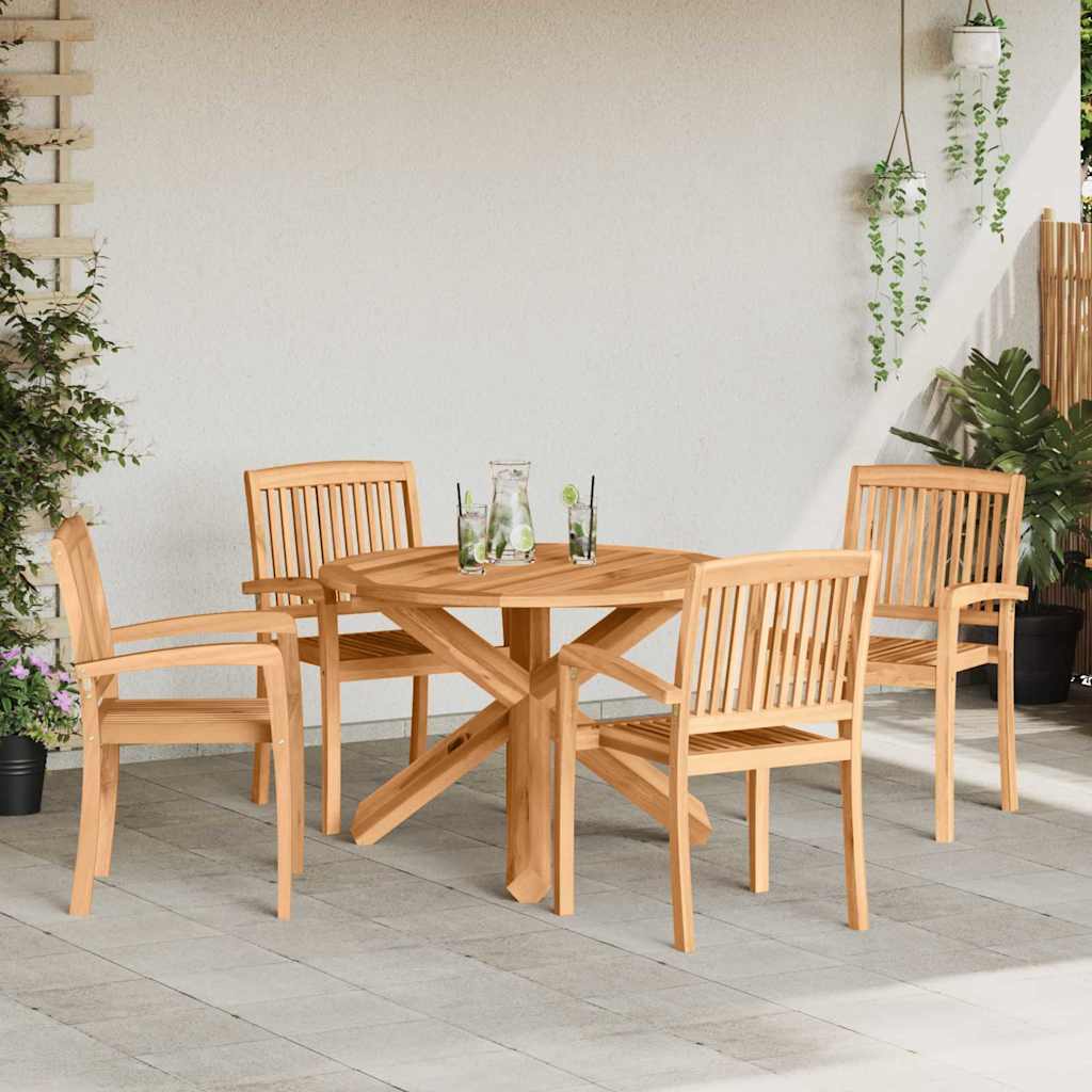 Conjunto De Comedor De Jardín 5 Pcs Natural