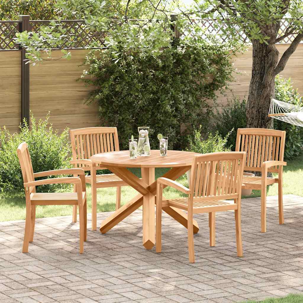 Conjunto De Comedor De Jardín 5 Pcs Natural