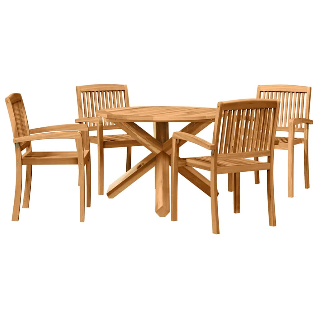Conjunto De Comedor De Jardín 5 Pcs Natural