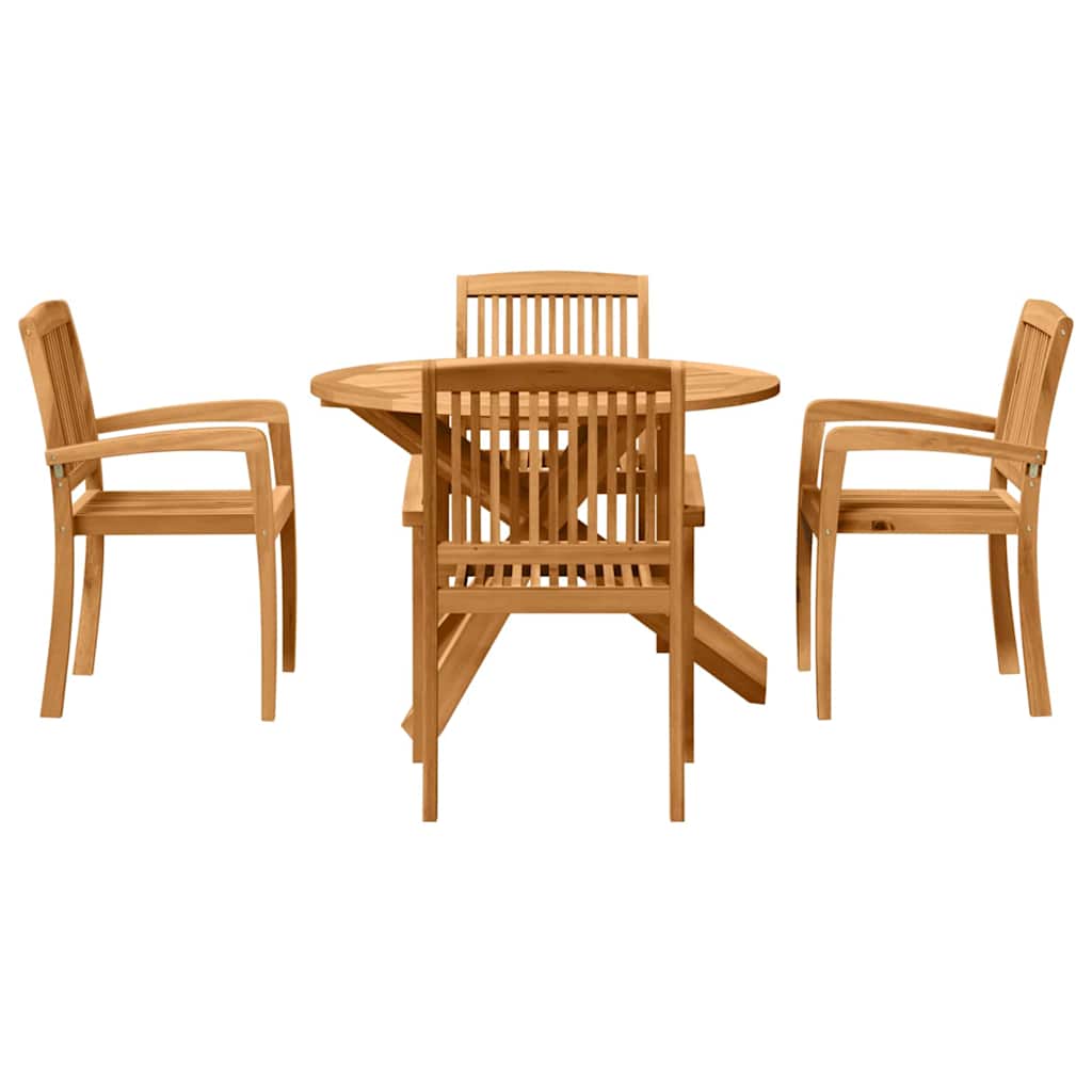 Conjunto De Comedor De Jardín 5 Pcs Natural