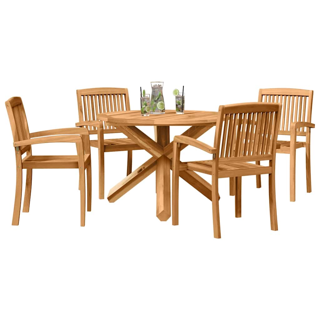 Conjunto De Comedor De Jardín 5 Pcs Natural