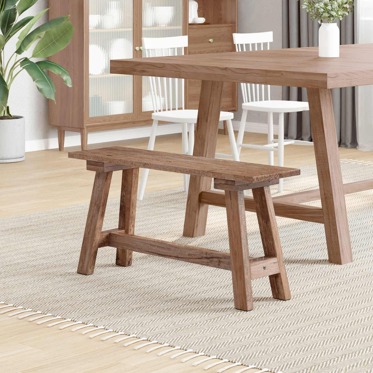 Banco Natural Madera Maciza De Caoba