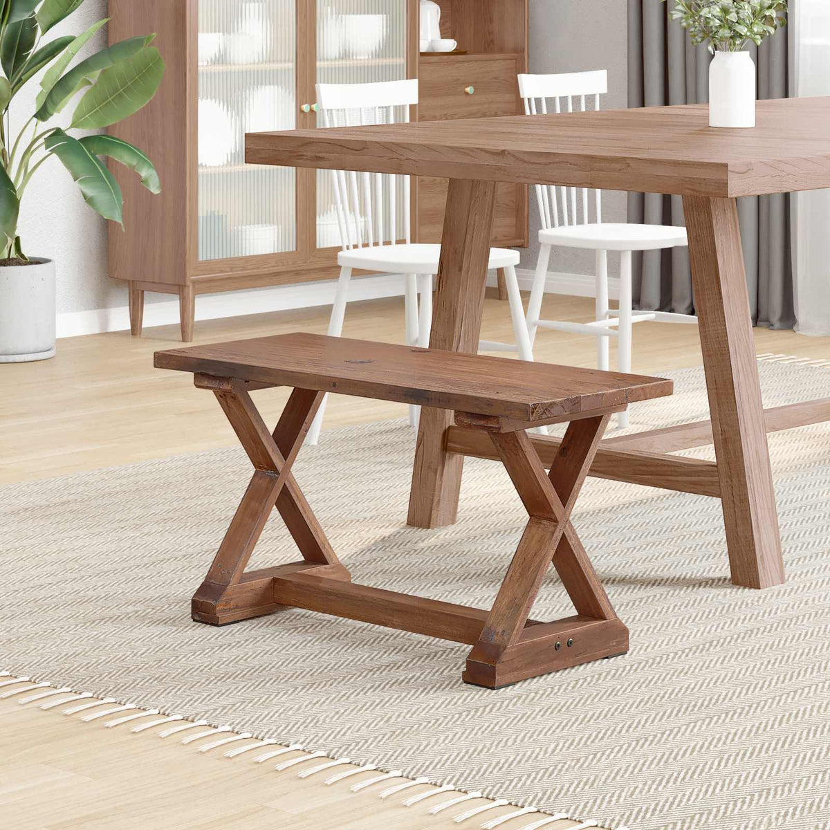 Banco Natural 85 X 35 X 46 Cm Madera Maciza Recuperada