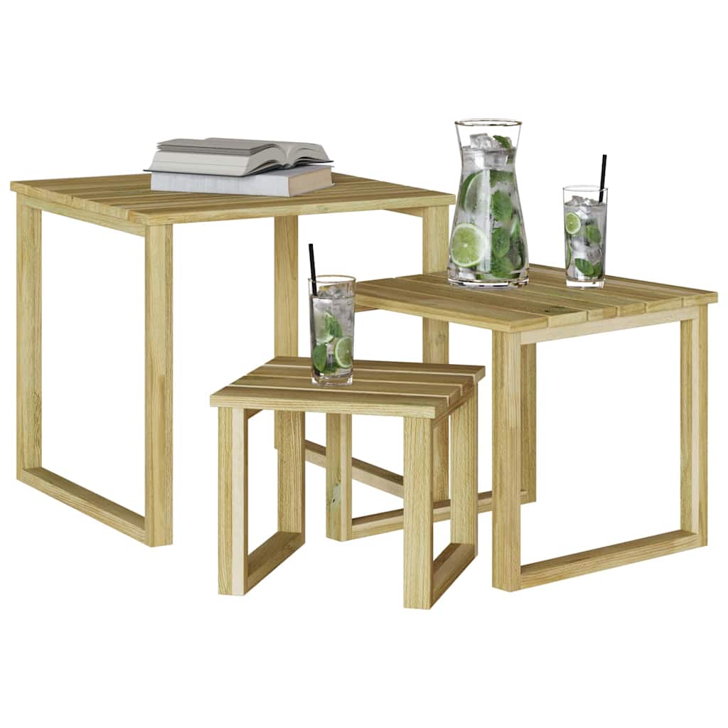 Mesa 3 Pcs Natural Madera De Pino Impregnada