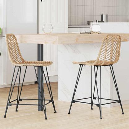 Silla De Bar 2 Uds. 44 X 53 X 111 Cm Ratan E Hierro